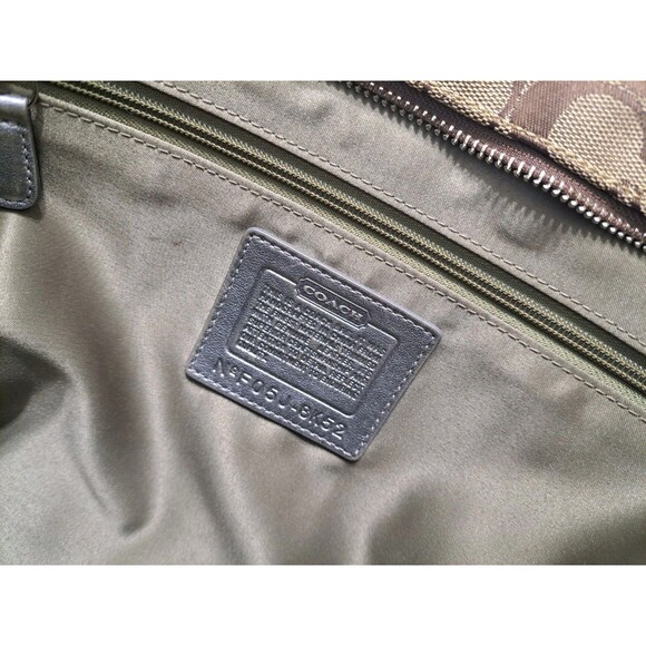 Coach Signature C Khaki Tote Jacquard Beaded Shoulder Bag Gold Brown F05J-8K52 - Picture 13 of 13